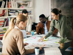 Group of colleagues working together on a project, creativity